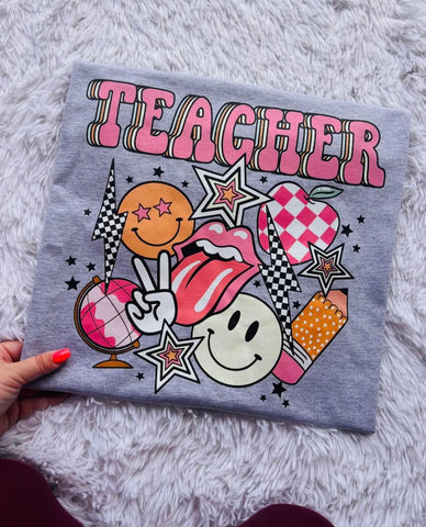 {Teacher Retro Collage} Graphic Tee