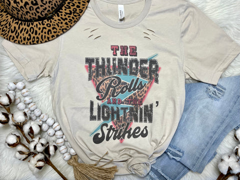 {The Thunder Rolls} Distressed Graphic Tee