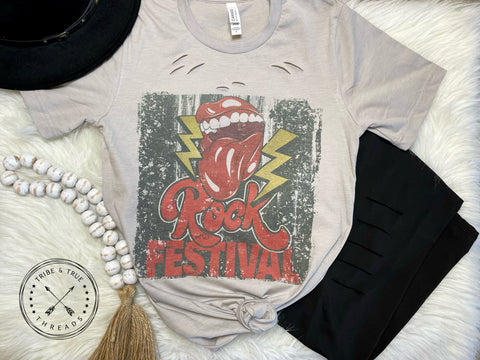 {Rock Festival} Distressed Graphic Tee