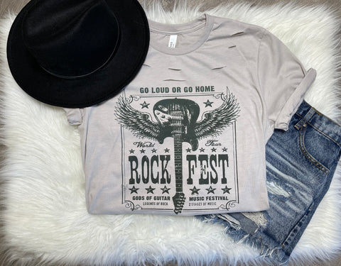 {Rock Fest} Distressed Graphic Tee