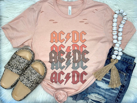 {AC/DC} Distressed Tee