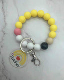 {Teacher Key Ring} Silicone Bracelet