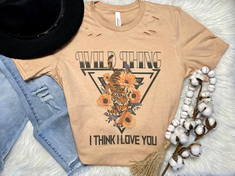 {Wild Thing} Distressed Graphic Tee