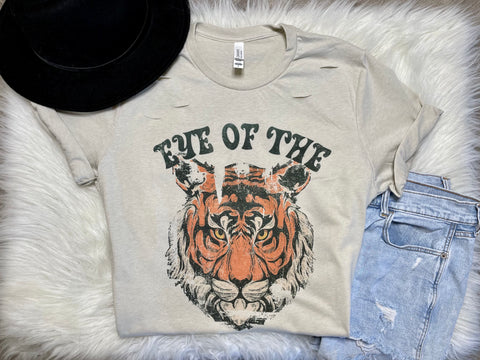 {Eye of the Tiger} Distressed Graphic Tee